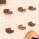 Natural Brown Small Wooden Wall Hooks-6 Pieces