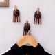 Black Brown Ceramic Dog Tail Shaped Wall Hooks-Pack of 3