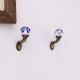 Blue Floral Ceramic Metal Wall Hooks With Antique Finish-Pack of 6
