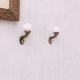 Solid White Ceramic Metal Wall Hooks With Antique Finish-Pack of 6