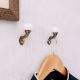 Solid White Ceramic Metal Wall Hooks With Antique Finish-Pack of 6