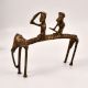 Handcrafted Vintage Brass Elephant Statue with Two Rider from Bastar