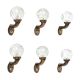 Round Diamond Cut Glass Metal Wall Hooks With Antique Finish-Pack of 6