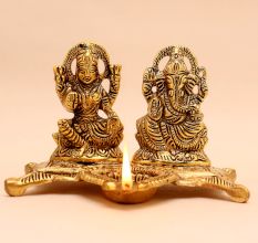 Golden Aluminium Laxmi Ganesh Diwali Oil Diya Lamp