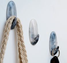 Grey Resin Decorative Adhesive Marble Finish Wall Hook