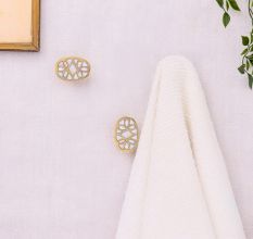 Mother of Pearl Golden White Finish Wall Hook- Pack of 3