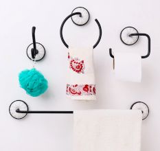 4-Piece Aluminum Bathroom Accessory Set with Ceramic Base