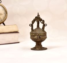 Tribal Art Vintage Brass Sindoor Box for Home Decoration