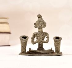 Tribal Art Incense Holder with Male Figure Made of Brass