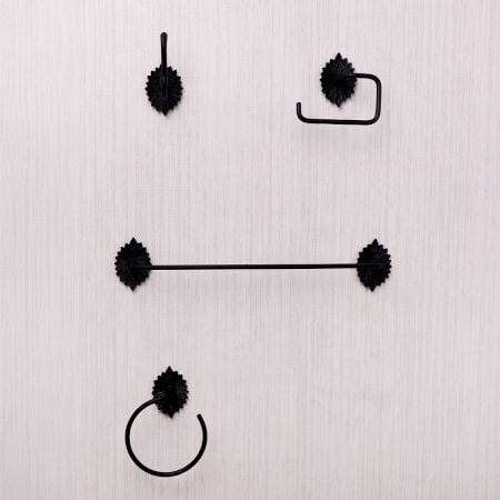 Premium Black Aluminum Bathroom Accessory Set of 4 Vintage Wall-Mounted Design