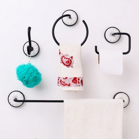 4-Piece Aluminum Bathroom Accessory Set with Ceramic Base