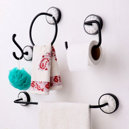 4-Piece Aluminum Bathroom Accessory Set with Ceramic Base