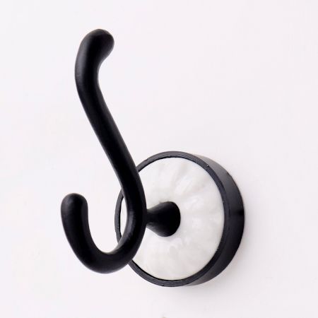 Decorative Black White Aluminum Ceramic Towel Wall Hook