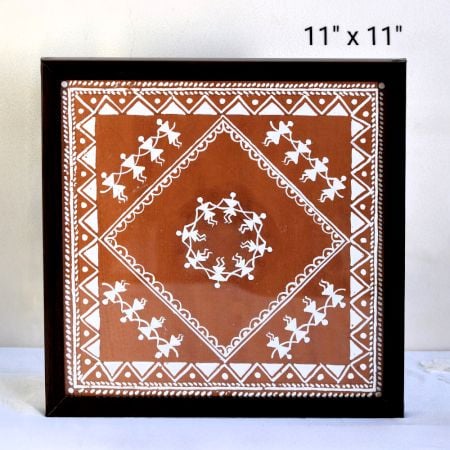 Warli Folk Art Poster Colour Painting on Paper by Artist Dimpana | 11 x 11 Inches