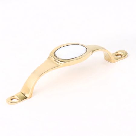 Golden White Mother of Pearl Brass Cabinet Door Handle