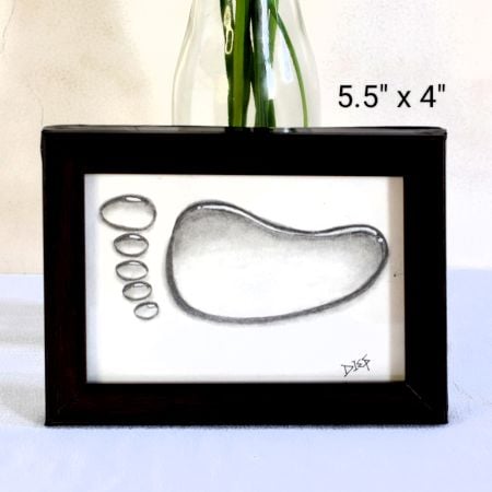 Foot Print Pencil Sketch Footprint Art on Paper by Artist Dimpana | 5.5 x 4 Inches