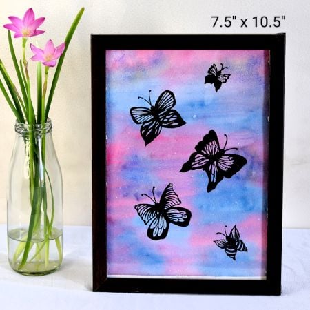 Butterflies Watercolor Butterfly Silhouette Art on Paper by Artist Dimpana | 7.5 x 10.5 Inches
