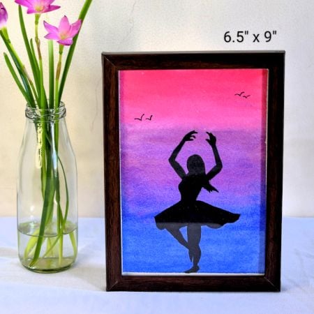 Dancing Girl Watercolor Silhouette Illustration on Paper by Artist Dimpana | 6.5 x 9 Inches