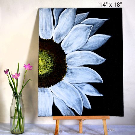 White Flower Acrylic on Canvas Board by Artist Dimpana | 14 x 18 Inches