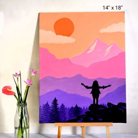 FREEDOM Acrylic Silhouette Illustration Art on Canvas Board by Artist Dimpana | 14 x 18 Inches
