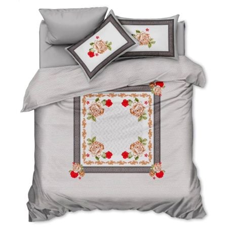 Floral Quality Glace Cotton Soft Non Fitted Queen Size Bedsheet Set with 2 Pillow Covers | 90 x 100 Inches