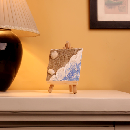 Real Sand and Shell Beach Mini Canvas Painting