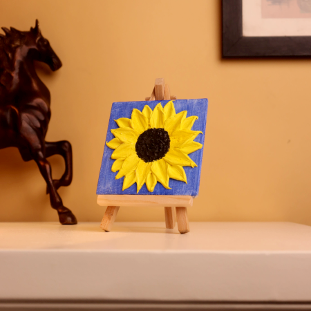 3D Sunflower Canvas Art with Textured Petals Handmade