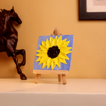 Handmade 3D Sunflower Canvas with Textured Acrylic Paint