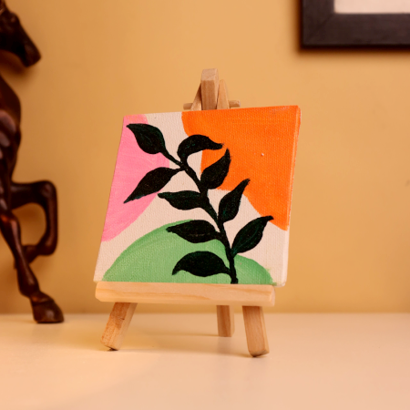 Abstract Botanical Mini Canvas with Bold Colors