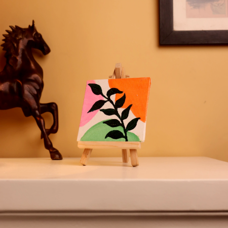 Abstract Botanical Mini Canvas with Bold Colors