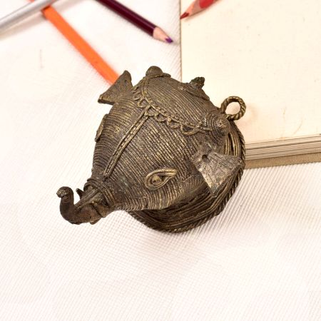 Tribal Art Vintage Folk Brass Elephant Head for Wall Hanging