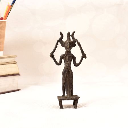 Handmade Folk Brass Tribal Lord Shiva Statue for Decoration