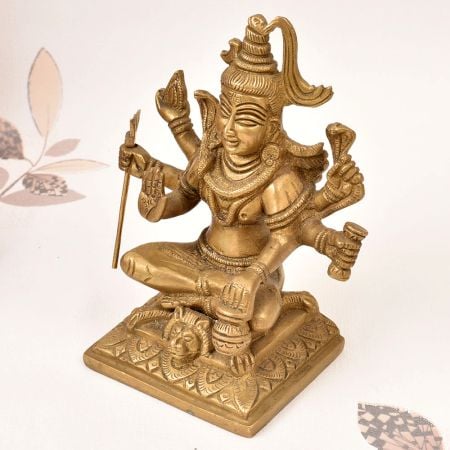 Handmade Vintage Brass Lord Shiva Statue in Himalayan Art