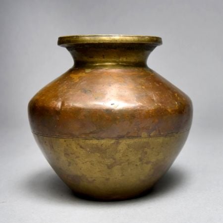 Handmade Brass Copper Holy Ganga Jamuna Water Pot for Rituals