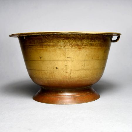 Plain Brown Handmade Brass Holy Pot for Prayer Room