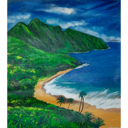 Tropical Coastal Bliss Acrylic on Canvas by Artist Gayatri Sharma | 22 x 19 inches