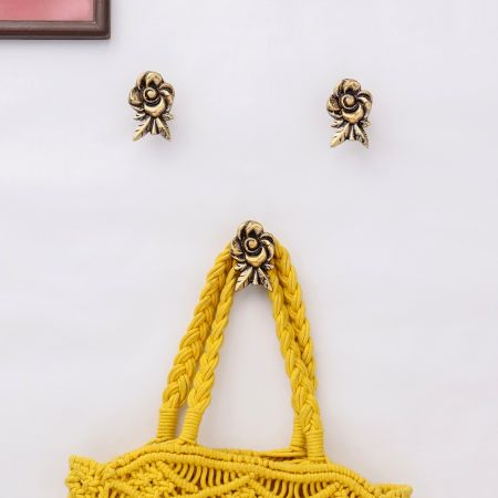 Antique Brass Rose Wall Hooks-3 Pieces