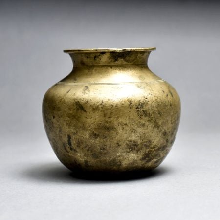 Plain Finish Brass Holy Water Pot from South India for Decor