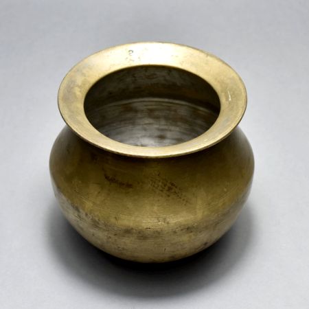 Sturdy Handmade Brass Holy Water Pot from Himachal for Decor