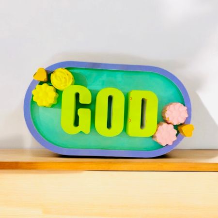 God Cemented Plate for Home Decor
