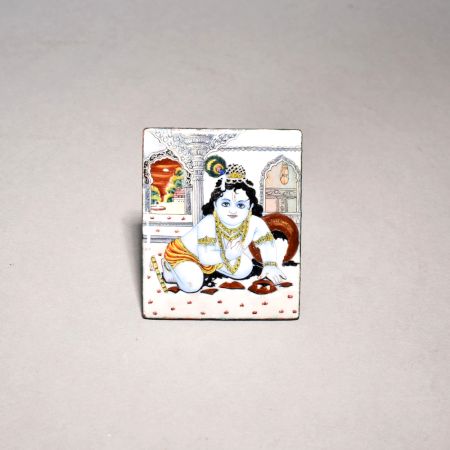 A Beautiful Painting of Little Baby Krishna Eating Butter