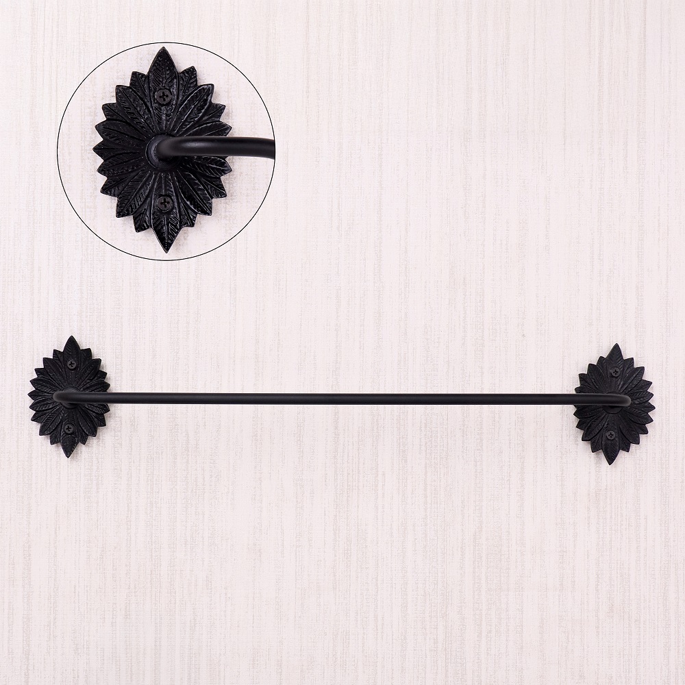 Black Aluminum Wall-Mounted Towel Bar for Bathroom