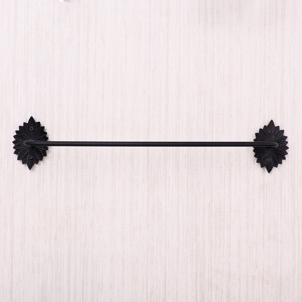 Black Aluminum Wall-Mounted Towel Bar for Bathroom