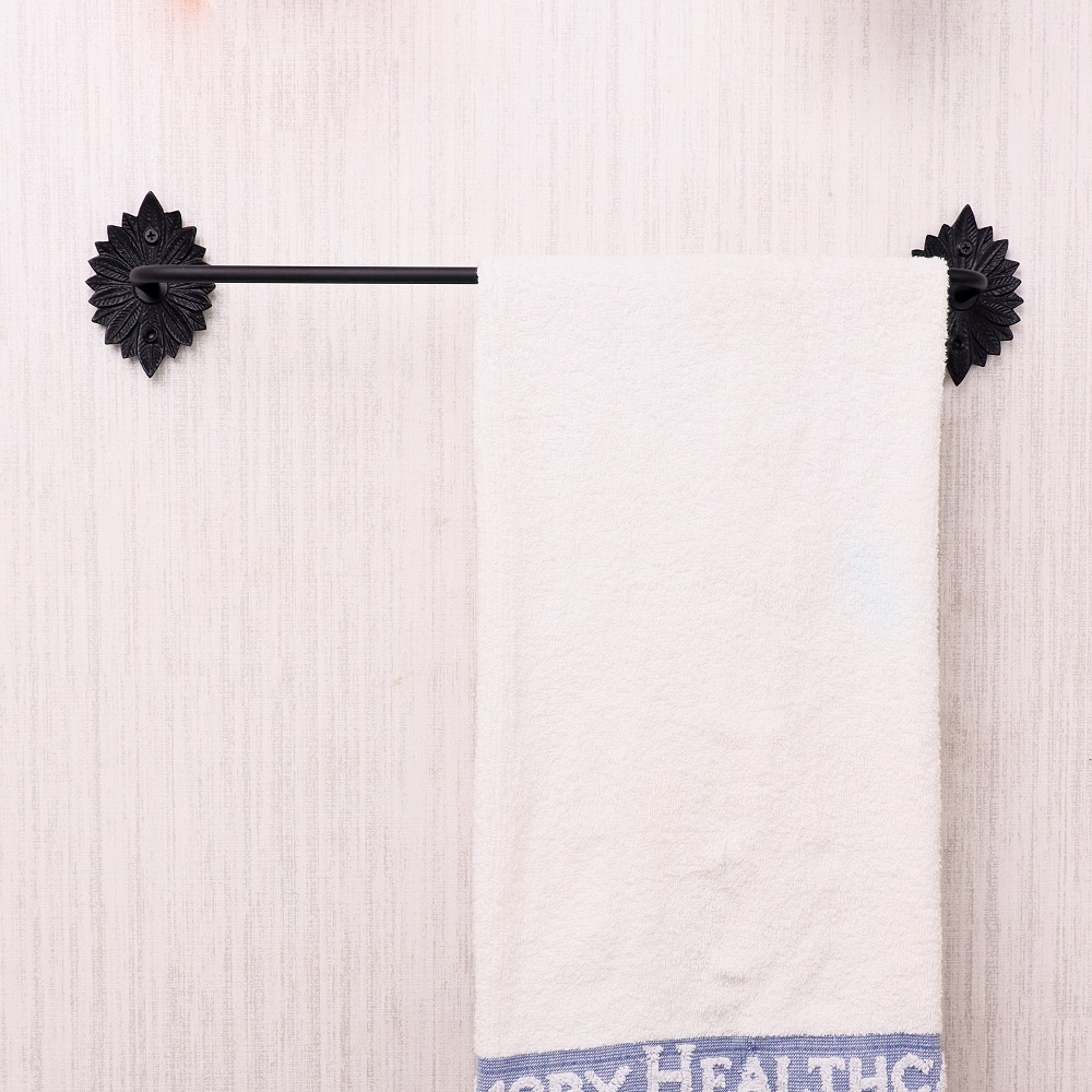 Black Aluminum Wall-Mounted Towel Bar for Bathroom