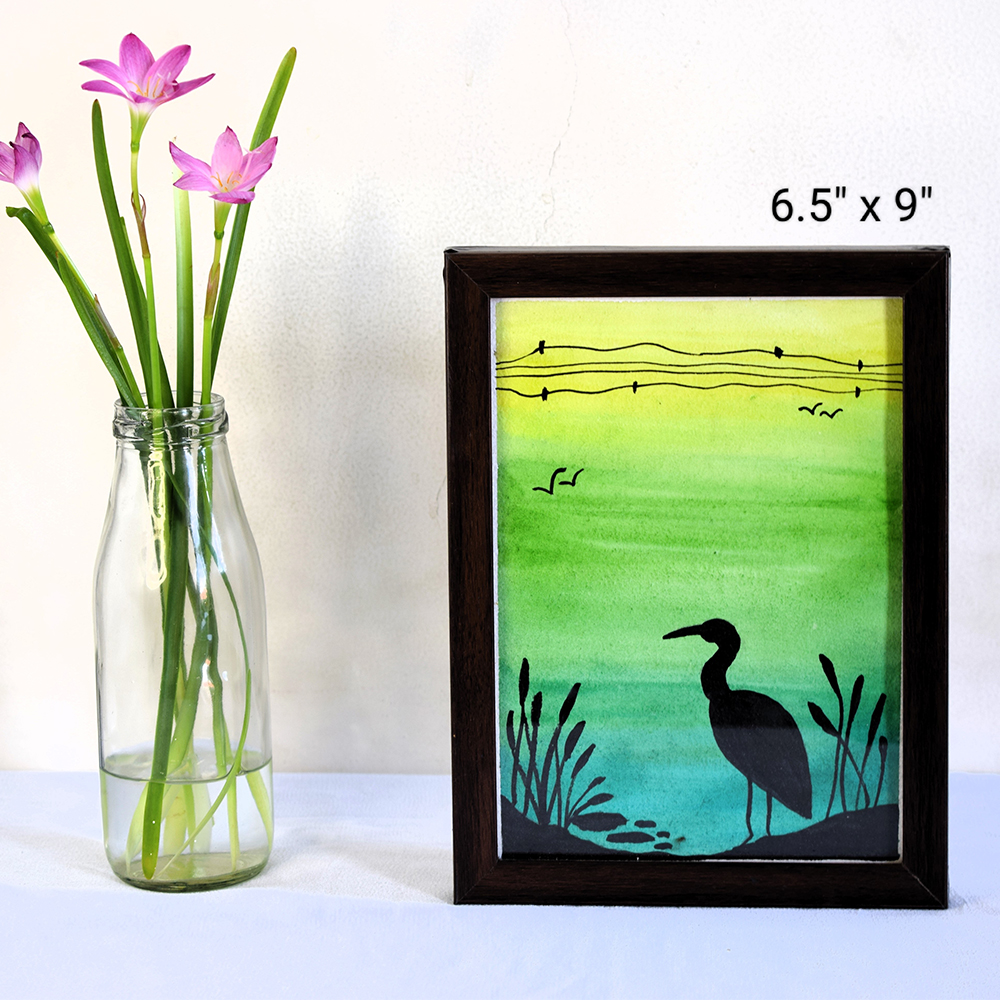 The Crane Watercolor Painting on Paper by Artist Dimpana | 6.5 x 9 Inches