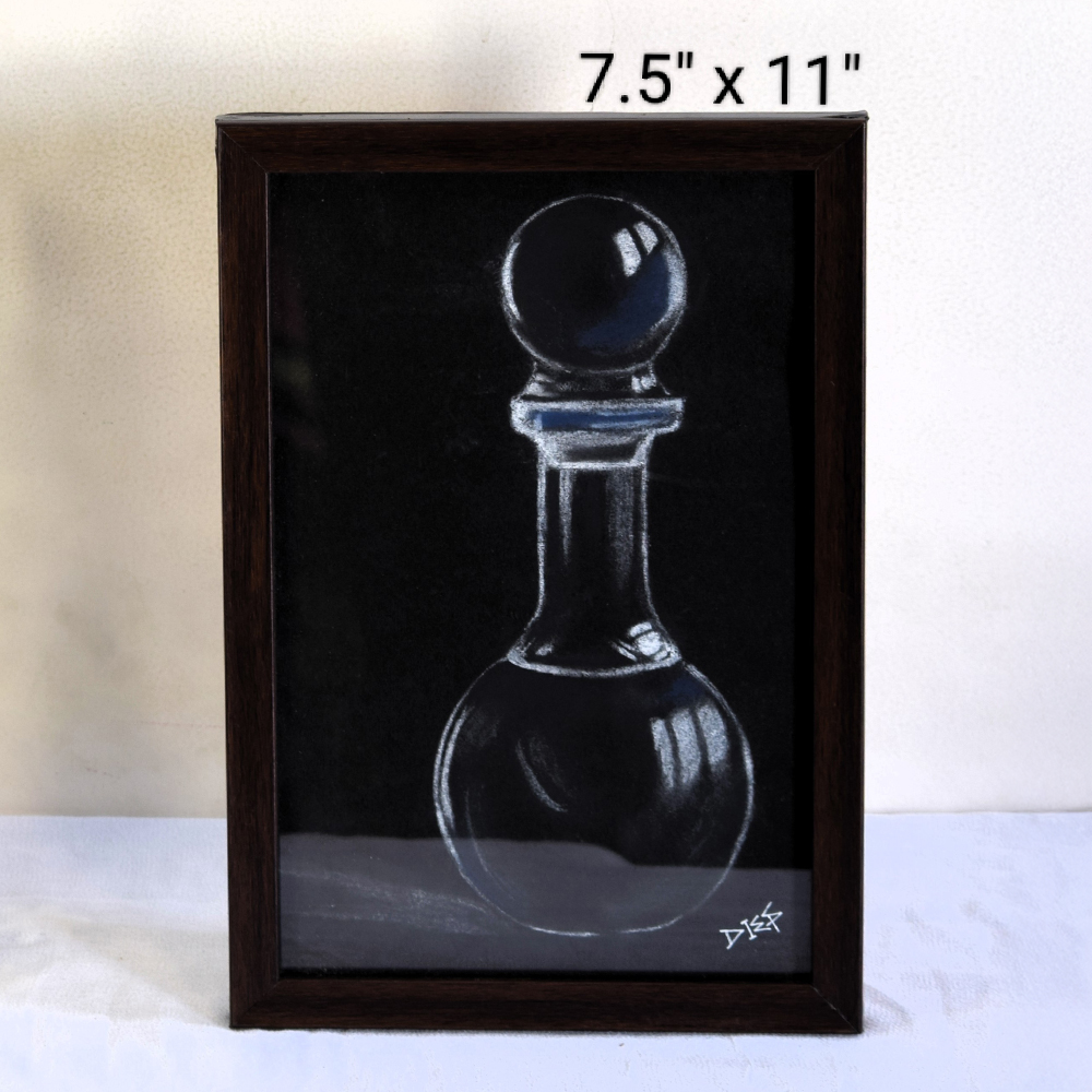 The Pawn Soft Pastels Still Life on Black Paper by Artist Dimpana | 7.5 x 11 Inches