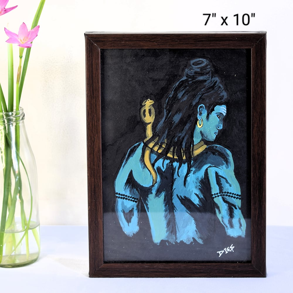 Divine Silence Lord Shiva Acrylic Painting on Paper by Artist Dimpana | 7 x 10 Inches