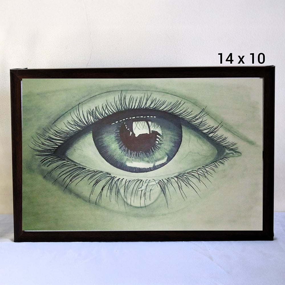 TEARY EYE Realistic Pencil Sketch Art on Paper by Artist Dimpana | 14 x 10 Inches