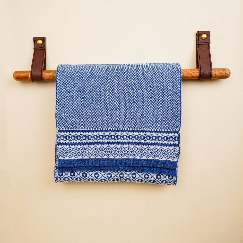 Rustic Wooden Towel Holder with Leather Strap Mount