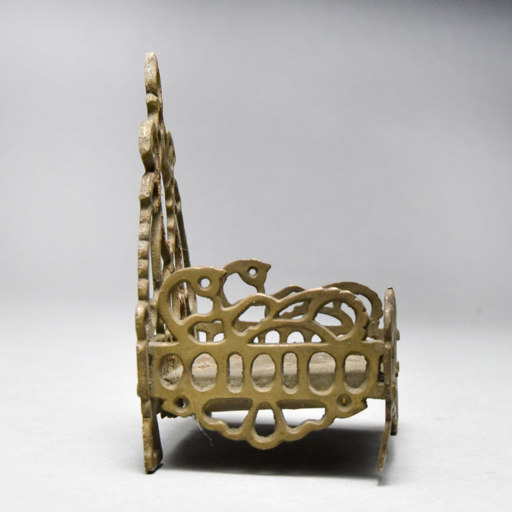 Vintage Jali Work Brass Lord Krishna Bed for Home Decor